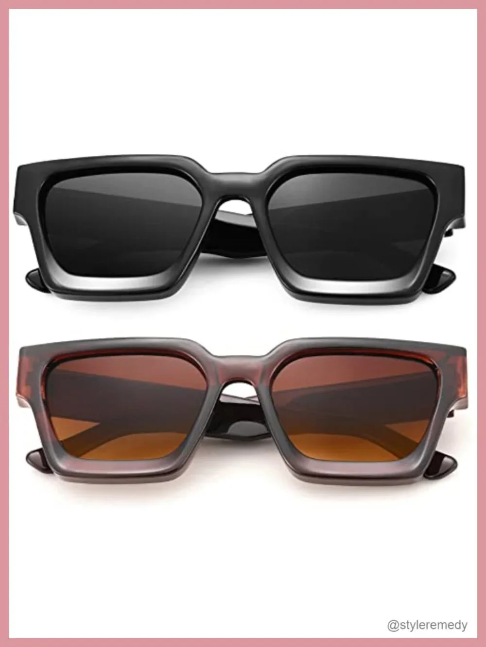 Thick Rectangle Sunglasses Retro Chunky 90s UV400 Protection Unisex